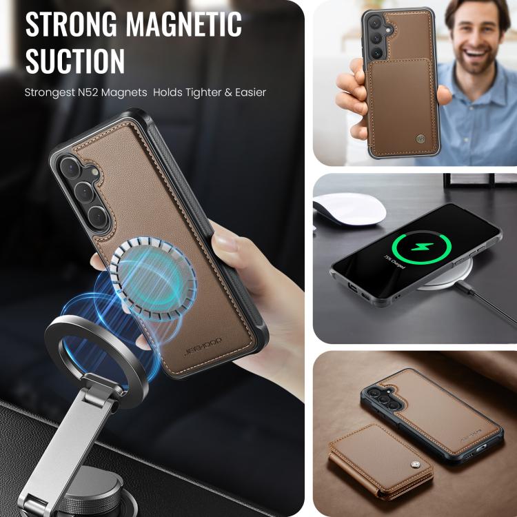 For Samsung Galaxy S26 5G JEEHOOD J05 Business Magnetic Style RFID Leather Phone Case