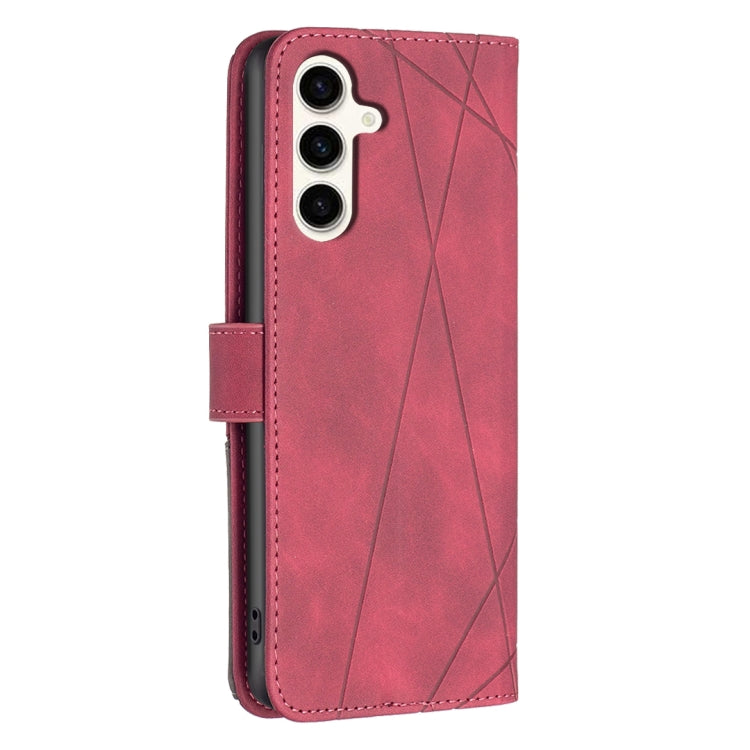 For Samsung Galaxy M35 Magnetic Buckle Rhombus Texture Leather Phone Case