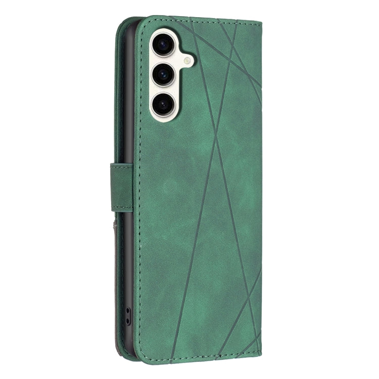 For Samsung Galaxy M35 Magnetic Buckle Rhombus Texture Leather Phone Case