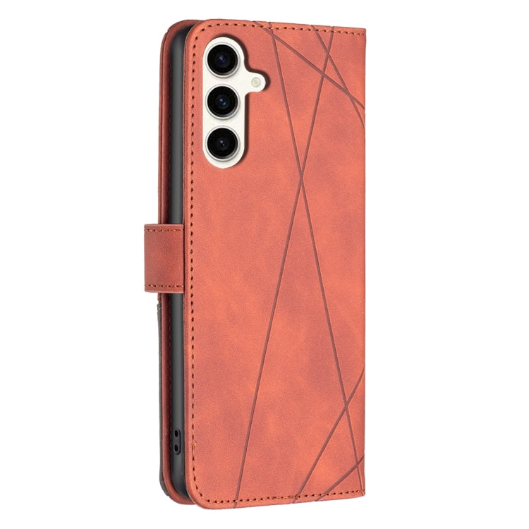 For Samsung Galaxy M35 Magnetic Buckle Rhombus Texture Leather Phone Case
