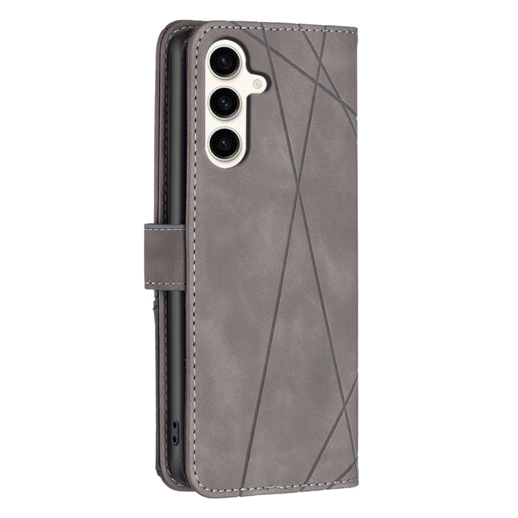 For Samsung Galaxy M35 Magnetic Buckle Rhombus Texture Leather Phone Case