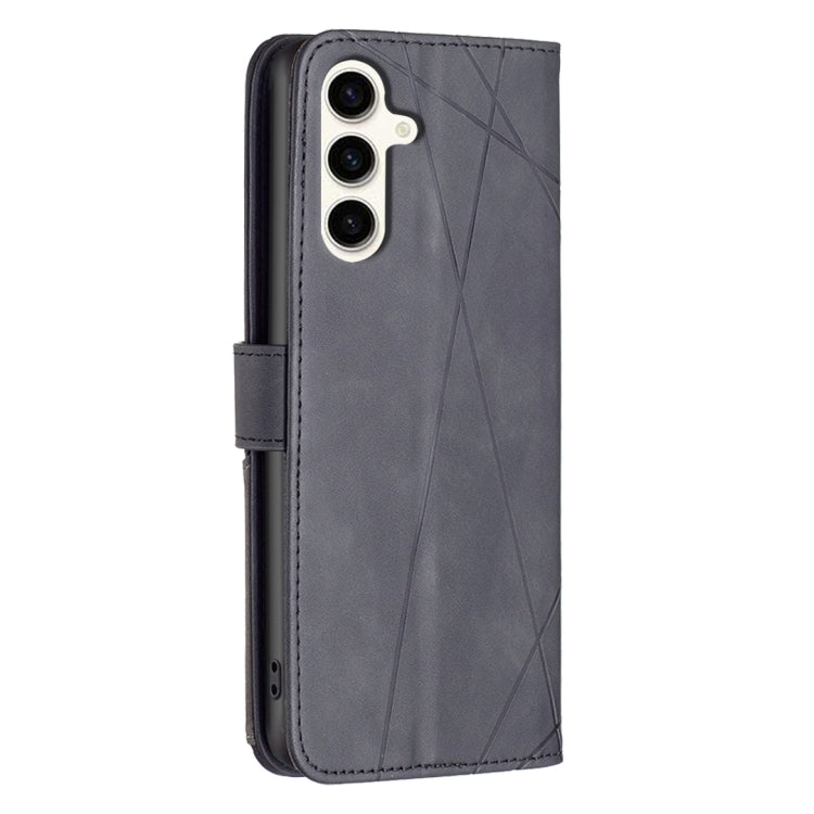For Samsung Galaxy M35 Magnetic Buckle Rhombus Texture Leather Phone Case