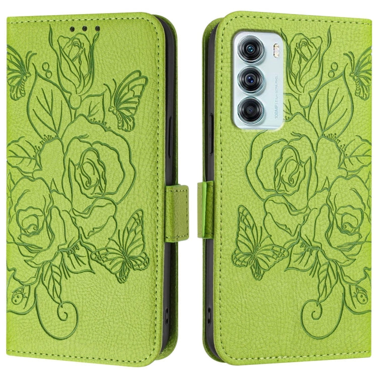For Motorola Edge S30 / Moto G200 5G Embossed Rose RFID Anti-theft Leather Phone Case