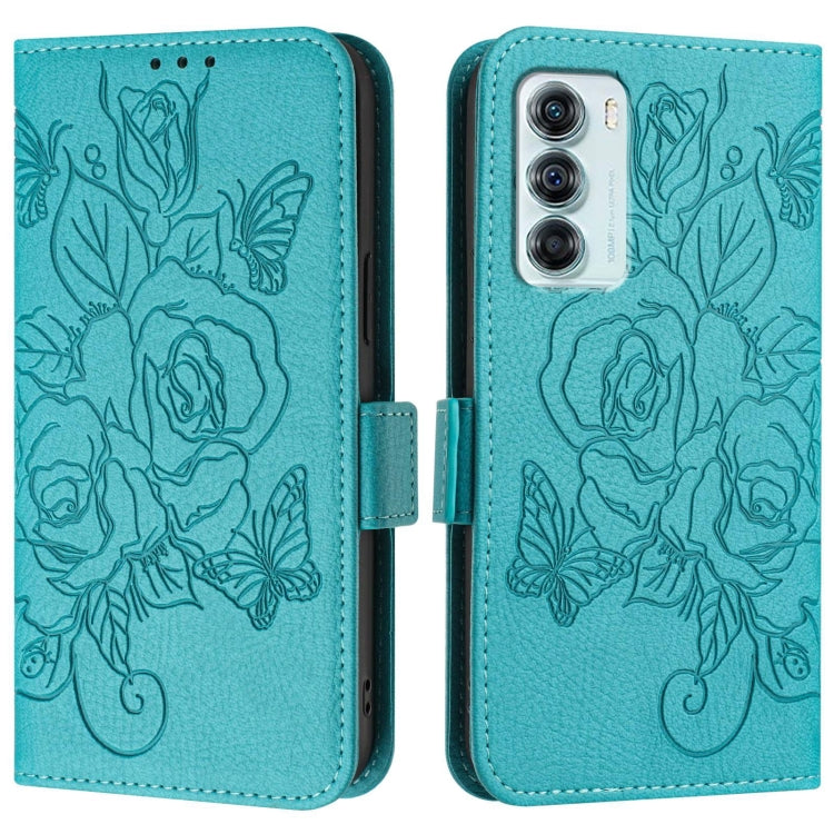 For Motorola Edge S30 / Moto G200 5G Embossed Rose RFID Anti-theft Leather Phone Case