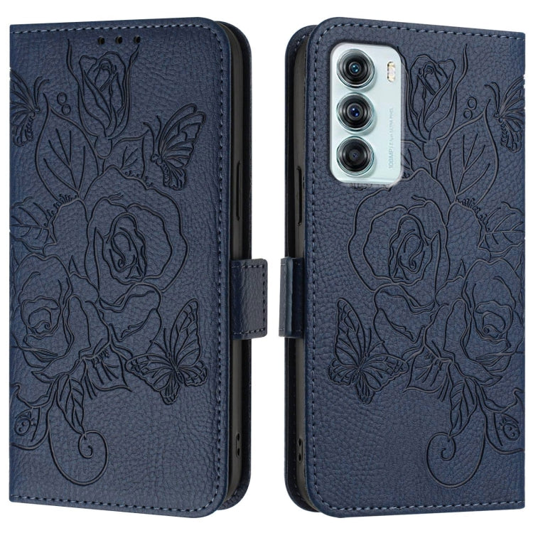 For Motorola Edge S30 / Moto G200 5G Embossed Rose RFID Anti-theft Leather Phone Case
