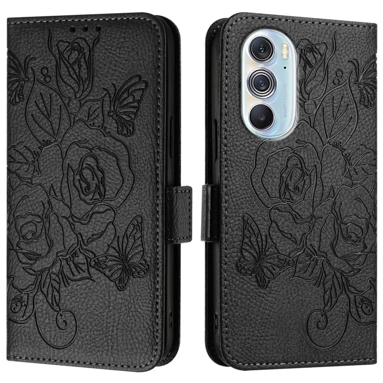 For Motorola Edge+ 2022 Embossed Rose RFID Anti-theft Leather Phone Case