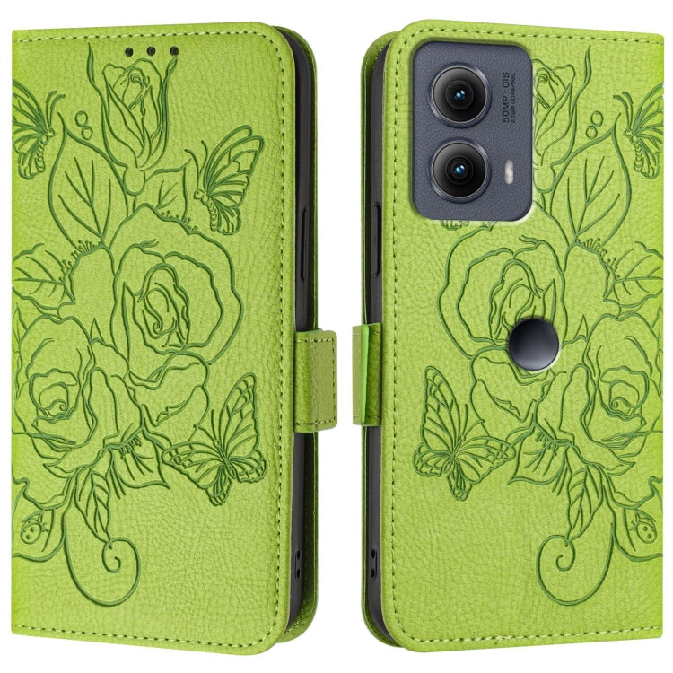 For Motorola Edge 5G 2024 Embossed Rose RFID Anti-theft Leather Phone Case