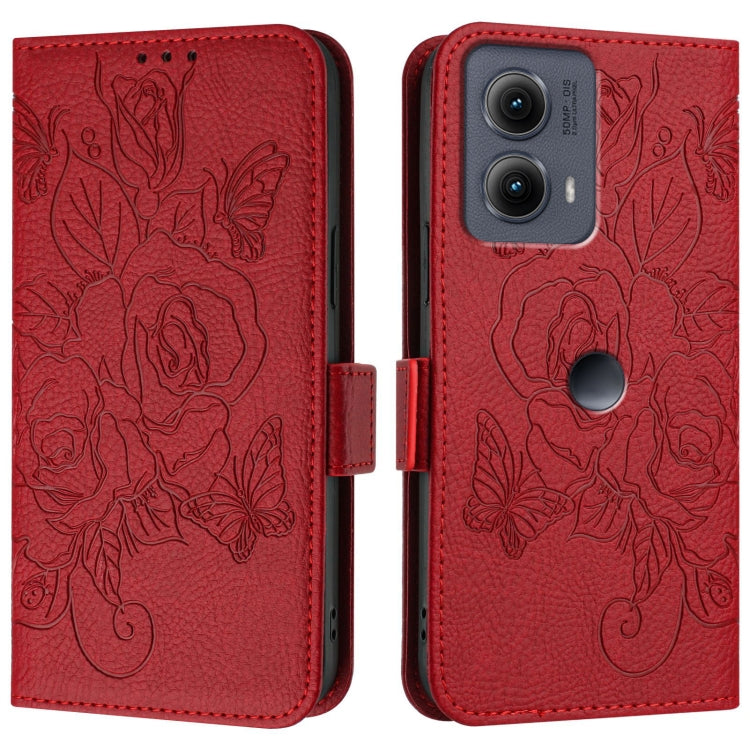 For Motorola Edge 5G 2024 Embossed Rose RFID Anti-theft Leather Phone Case