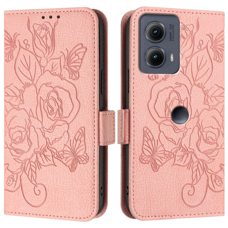 For Motorola Edge 5G 2024 Embossed Rose RFID Anti-theft Leather Phone Case