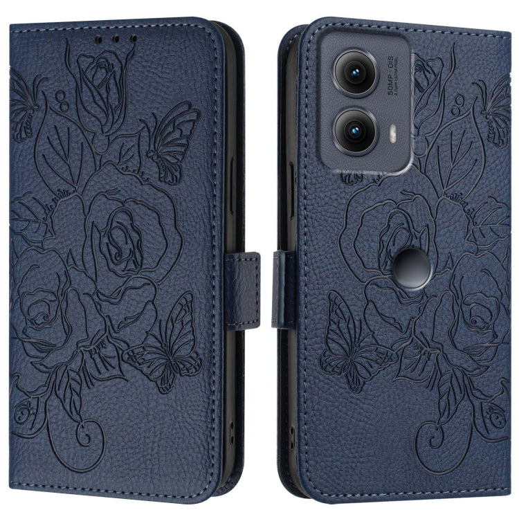 For Motorola Edge 5G 2024 Embossed Rose RFID Anti-theft Leather Phone Case