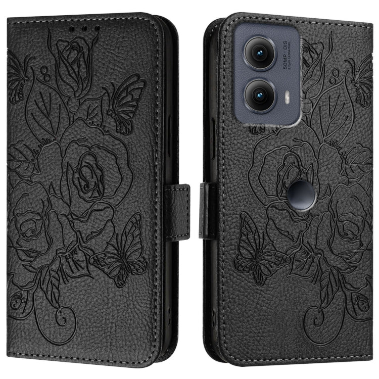 For Motorola Edge 5G 2024 Embossed Rose RFID Anti-theft Leather Phone Case