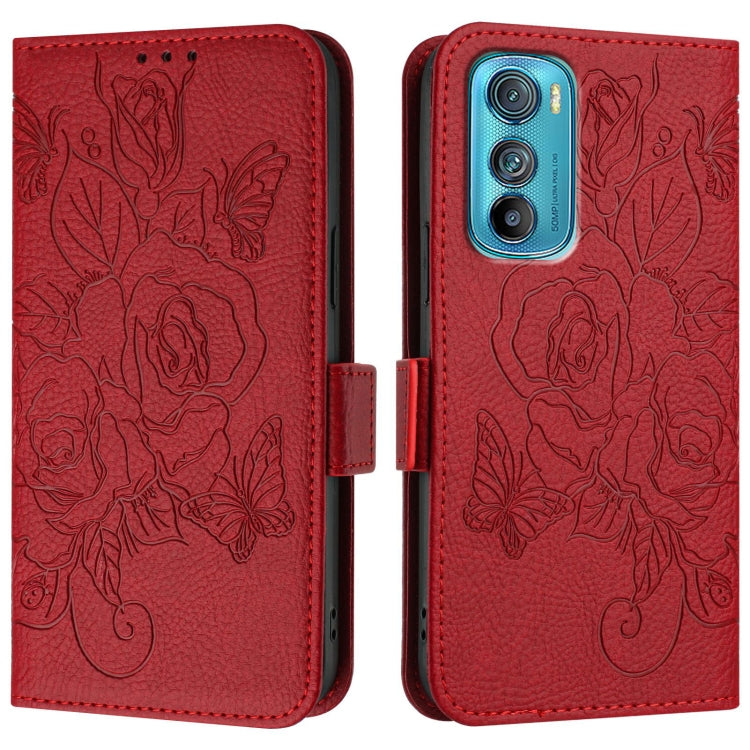 For Motorola Edge 30 Embossed Rose RFID Anti-theft Leather Phone Case