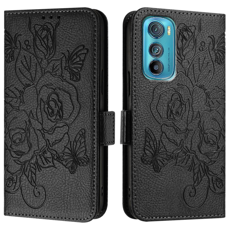 For Motorola Edge 30 Embossed Rose RFID Anti-theft Leather Phone Case