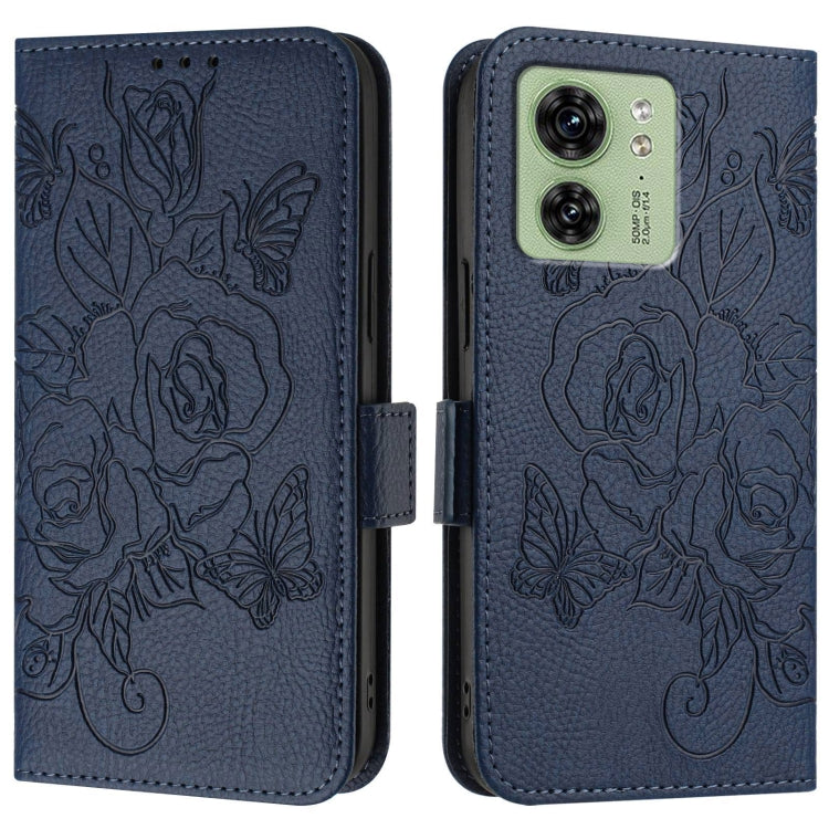 For Motorola Edge 40 5G Embossed Rose RFID Anti-theft Leather Phone Case