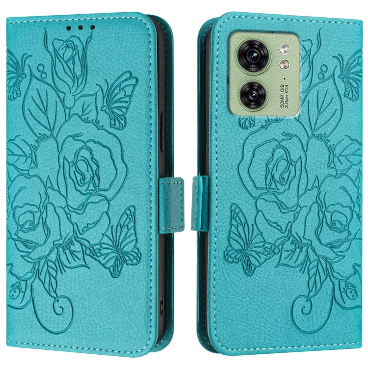 For Motorola Edge 2023 North American Embossed Rose RFID Anti-theft Leather Phone Case