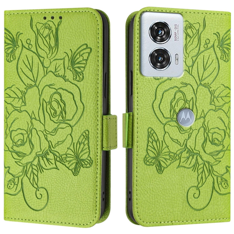 For Motorola Edge 50 Fusion Embossed Rose RFID Anti-theft Leather Phone Case