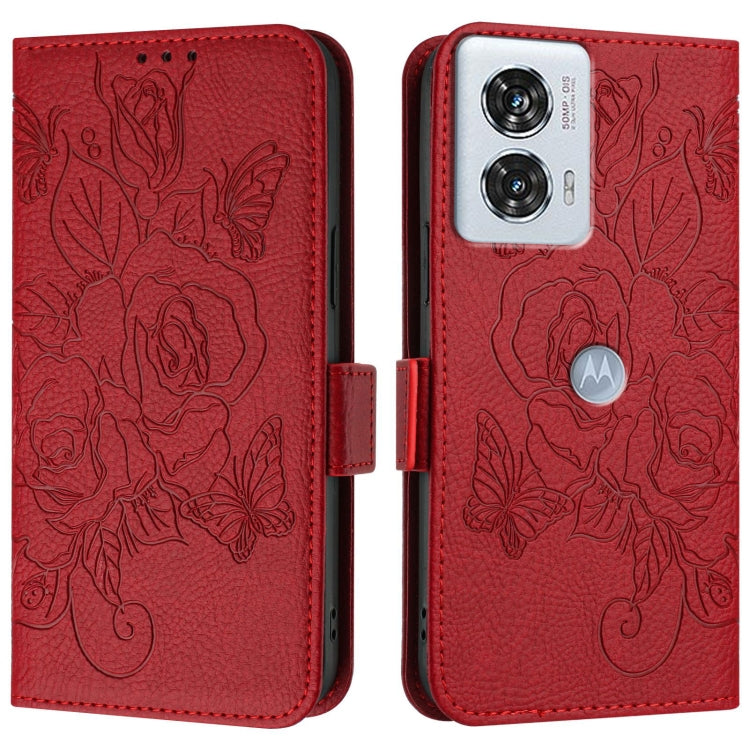 For Motorola Edge 50 Fusion Embossed Rose RFID Anti-theft Leather Phone Case