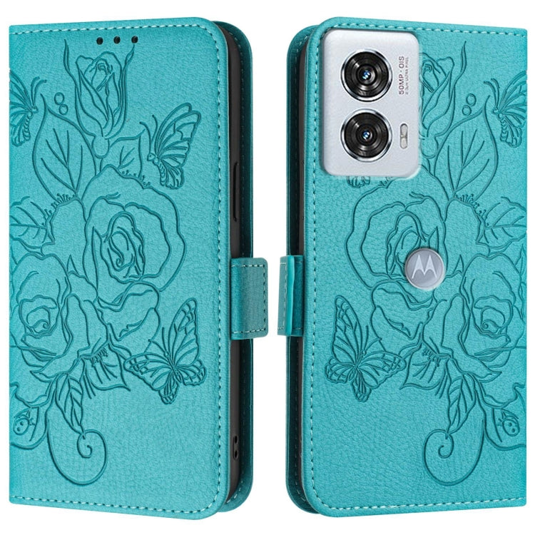 For Motorola Edge 50 Fusion Embossed Rose RFID Anti-theft Leather Phone Case