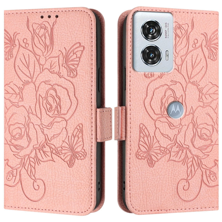 For Motorola Edge 50 Fusion Embossed Rose RFID Anti-theft Leather Phone Case