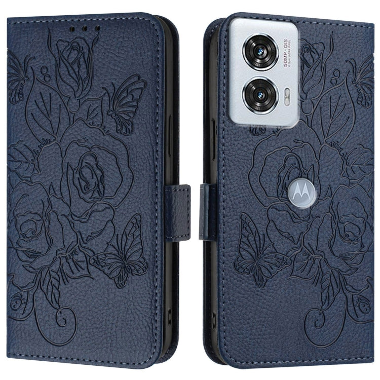 For Motorola Edge 50 Fusion Embossed Rose RFID Anti-theft Leather Phone Case