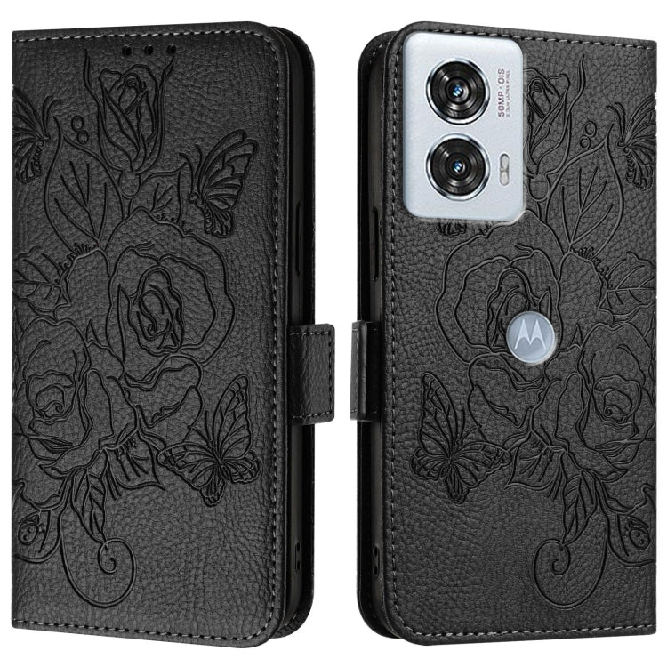For Motorola Edge 50 Fusion Embossed Rose RFID Anti-theft Leather Phone Case
