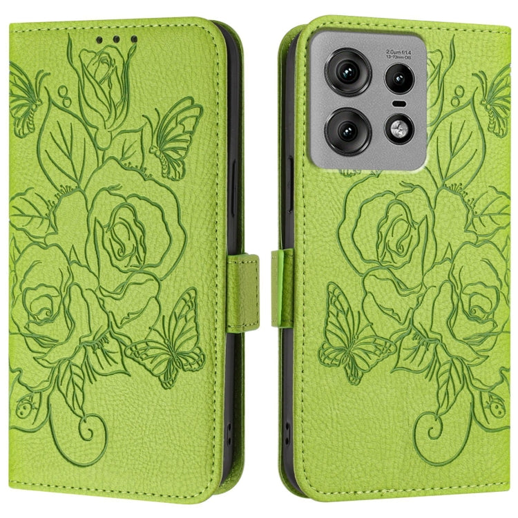 For Motorola Edge 50 Pro Embossed Rose RFID Anti-theft Leather Phone Case