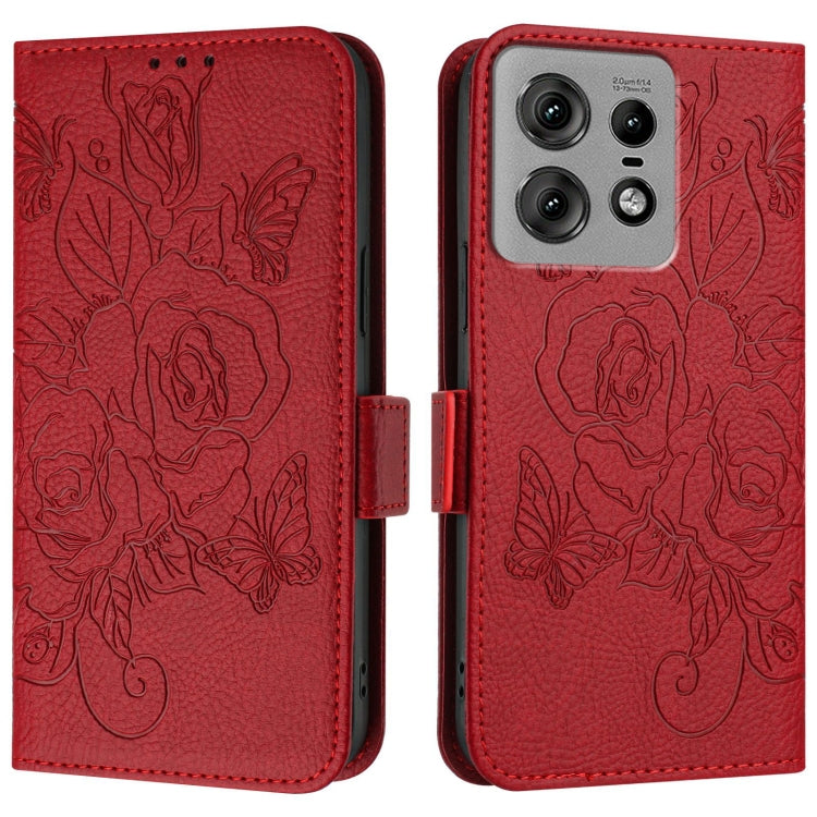 For Motorola Edge 50 Pro Embossed Rose RFID Anti-theft Leather Phone Case
