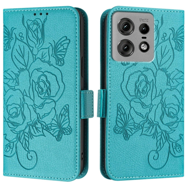 For Motorola Edge 50 Pro Embossed Rose RFID Anti-theft Leather Phone Case
