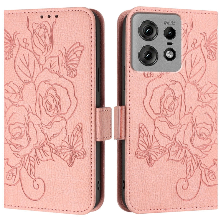 For Motorola Edge 50 Pro Embossed Rose RFID Anti-theft Leather Phone Case