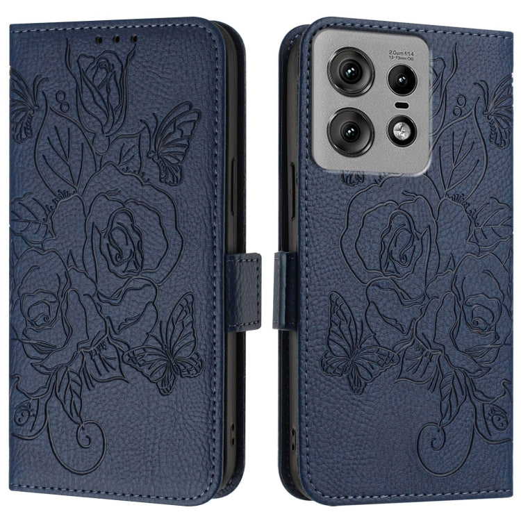 For Motorola Edge 50 Pro Embossed Rose RFID Anti-theft Leather Phone Case