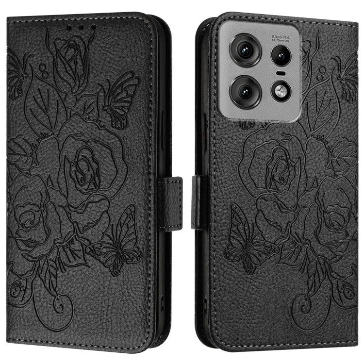 For Motorola Edge 50 Pro Embossed Rose RFID Anti-theft Leather Phone Case