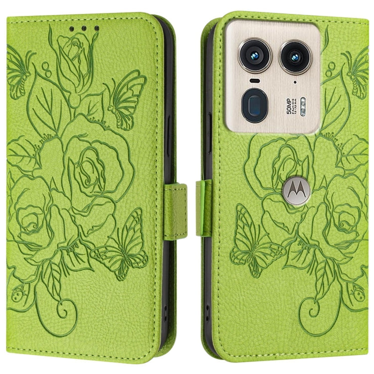 For Motorola Edge 50 Ultra Embossed Rose RFID Anti-theft Leather Phone Case