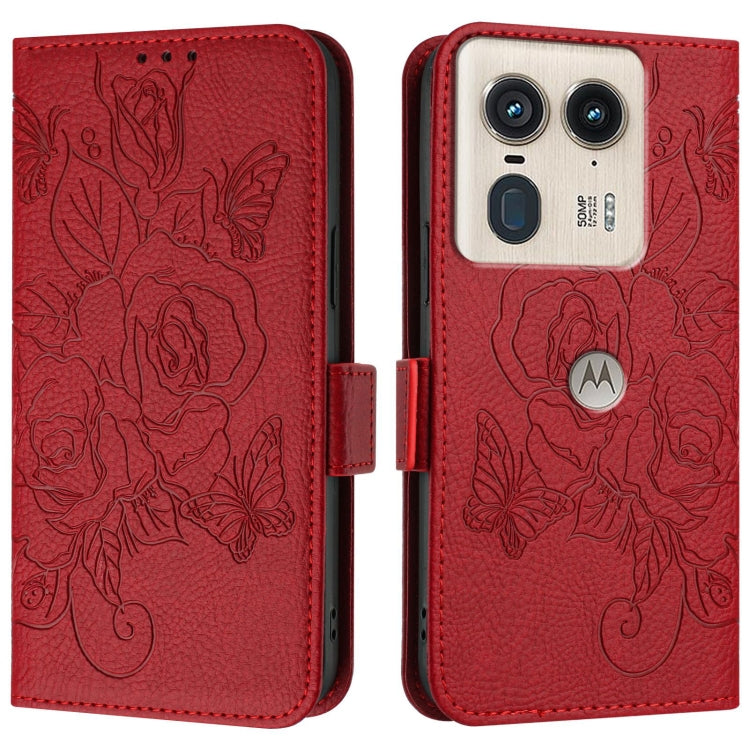 For Motorola Edge 50 Ultra Embossed Rose RFID Anti-theft Leather Phone Case