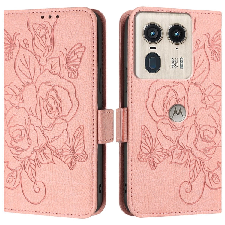 For Motorola Edge 50 Ultra Embossed Rose RFID Anti-theft Leather Phone Case