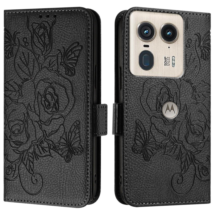 For Motorola Edge 50 Ultra Embossed Rose RFID Anti-theft Leather Phone Case