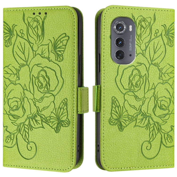 For Motorola Edge 2022 / 5G UW 2022 Embossed Rose RFID Anti-theft Leather Phone Case
