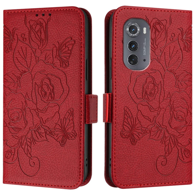 For Motorola Edge 2022 / 5G UW 2022 Embossed Rose RFID Anti-theft Leather Phone Case