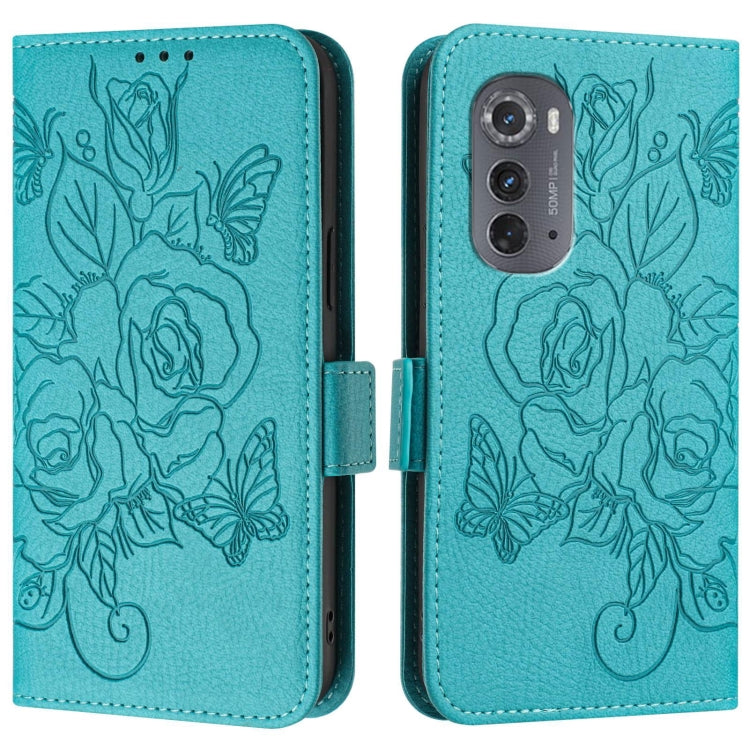 For Motorola Edge 2022 / 5G UW 2022 Embossed Rose RFID Anti-theft Leather Phone Case