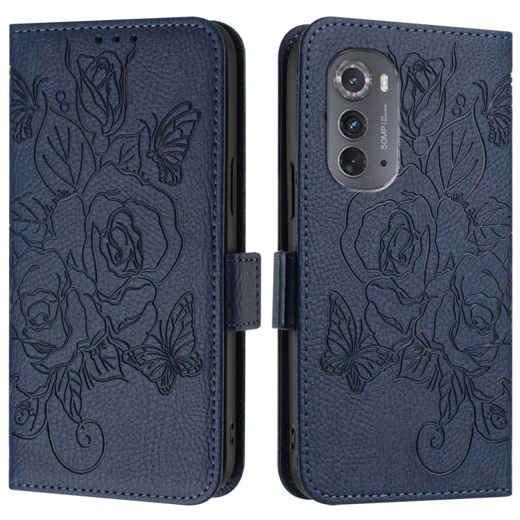 For Motorola Edge 2022 / 5G UW 2022 Embossed Rose RFID Anti-theft Leather Phone Case