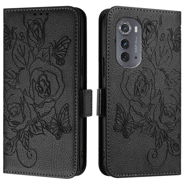 For Motorola Edge 2022 / 5G UW 2022 Embossed Rose RFID Anti-theft Leather Phone Case