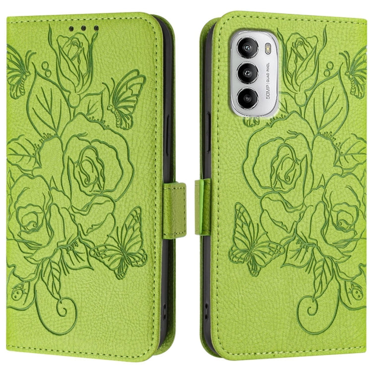 For Motorola Moto G 5G 2022 Embossed Rose RFID Anti-theft Leather Phone Case