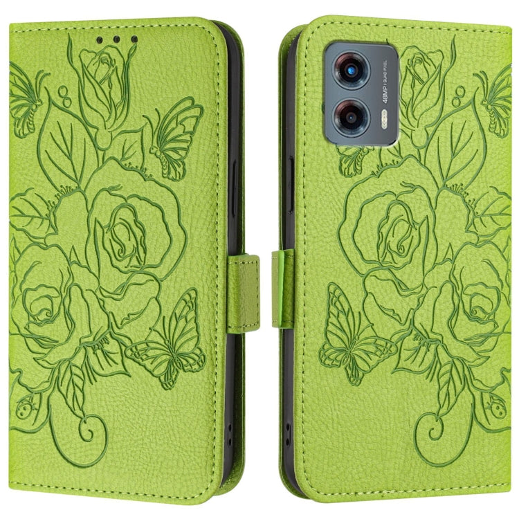 For Motorola Moto G 5G 2023 Embossed Rose RFID Anti-theft Leather Phone Case