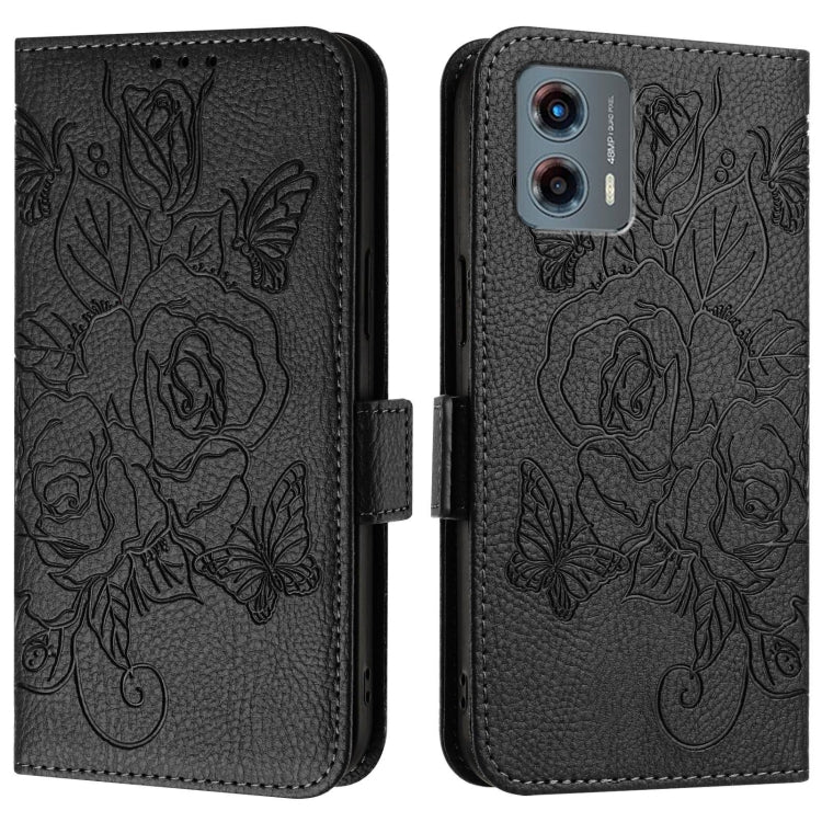 For Motorola Moto G 5G 2023 Embossed Rose RFID Anti-theft Leather Phone Case