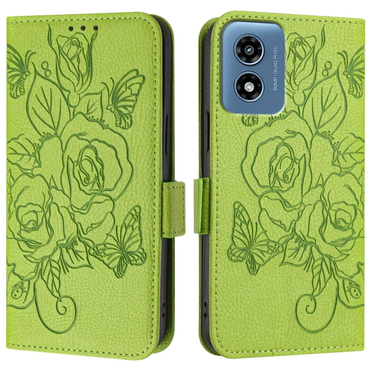 For Motorola Moto G Play 5G / G 5G 2024 Embossed Rose RFID Anti-theft Leather Phone Case