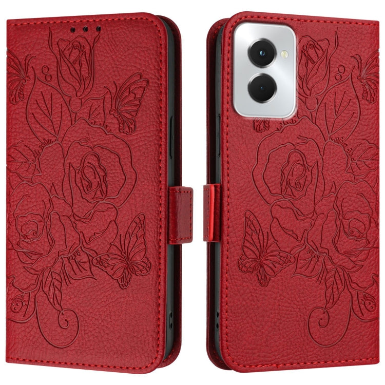 For Motorola Moto G Power 5G 2024 Embossed Rose RFID Anti-theft Leather Phone Case