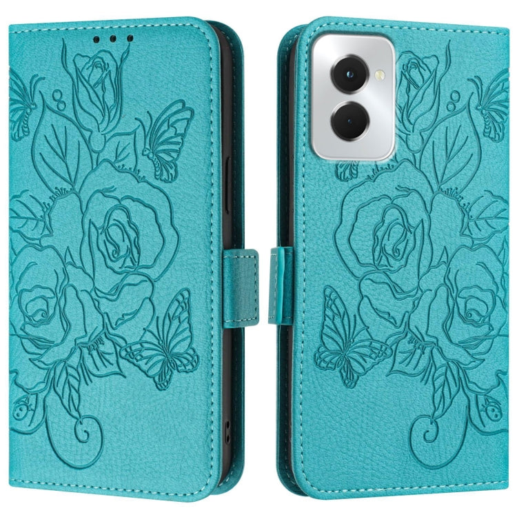 For Motorola Moto G Power 5G 2024 Embossed Rose RFID Anti-theft Leather Phone Case