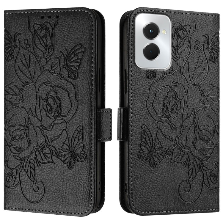For Motorola Moto G Power 5G 2024 Embossed Rose RFID Anti-theft Leather Phone Case