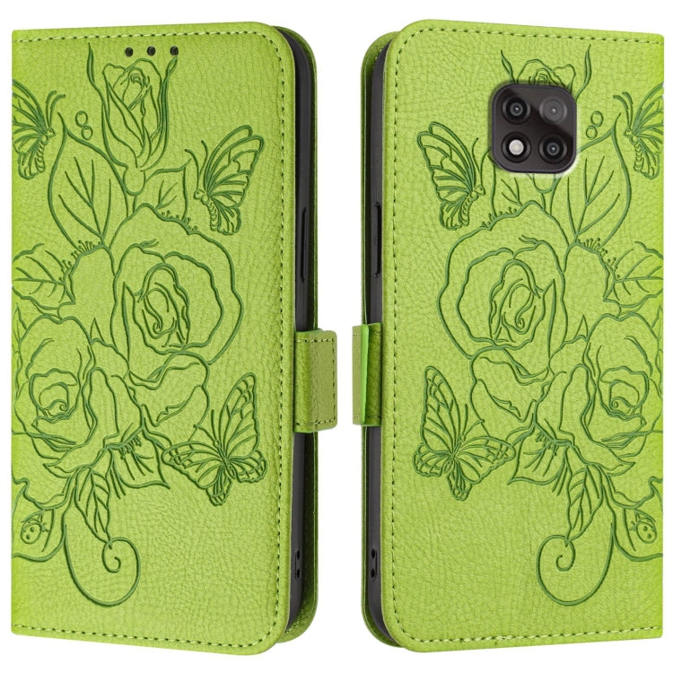 For Motorola Moto G Power 2021 Embossed Rose RFID Anti-theft Leather Phone Case