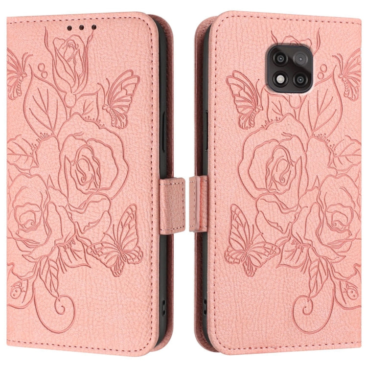 For Motorola Moto G Power 2021 Embossed Rose RFID Anti-theft Leather Phone Case