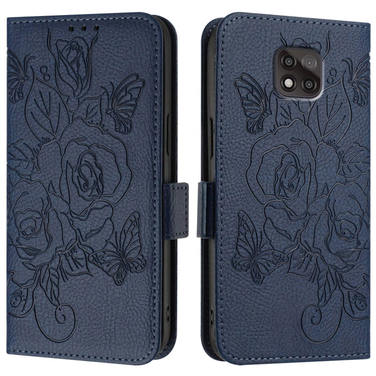 For Motorola Moto G Power 2021 Embossed Rose RFID Anti-theft Leather Phone Case